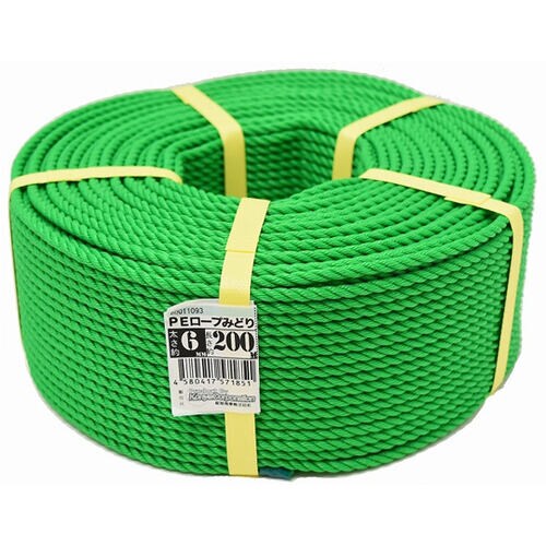 PEロープ 6mm×200m 緑 000