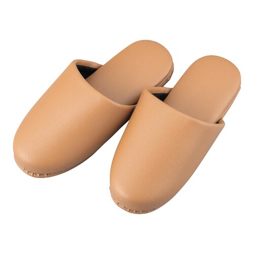 シボナシレザー風スリッパ ココアブラウン