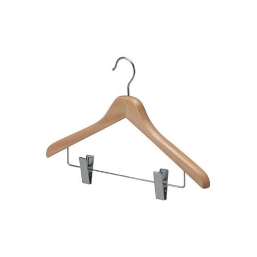 木製ハンガー 木目天然色(ピンチ付)60