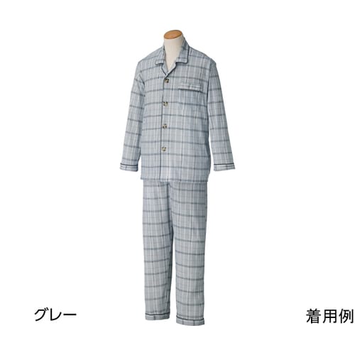 紳士大きめボタンパジャマ グレー LL