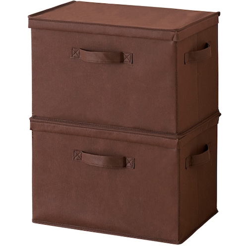 アイメディア フタ付整理箱2個set ブラウン