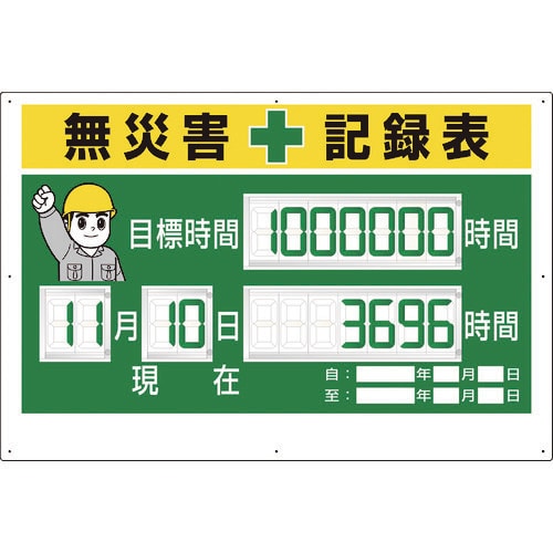 ユニット デジタル数字型無災害記録表 数字板固定式