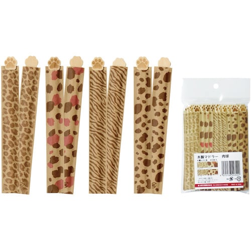 大黒 木製マドラー 肉球 袋入 48本アソート