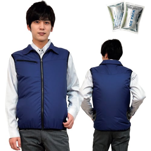 岡潮 冷感保冷剤付き、空調ベスト+バッテリー付20