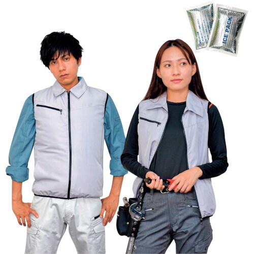 岡潮 冷感保冷剤付き、空調ベスト+バッテリー付20