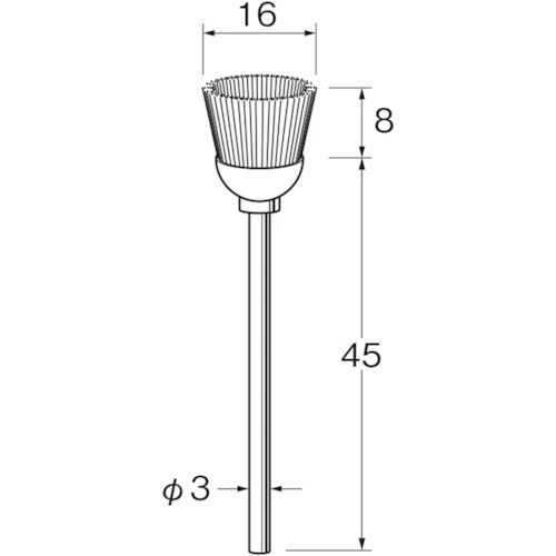 リューター 軸付カップ型ブラシ軸径(mm):3毛材