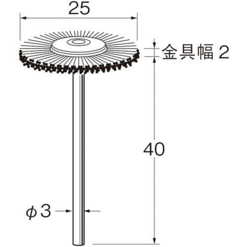 リューター 軸付ホイール型ブラシ軸径(mm):3毛
