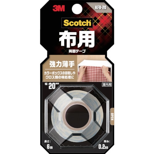 3M スコッチ 布用両面テープ 強力薄手 20X6