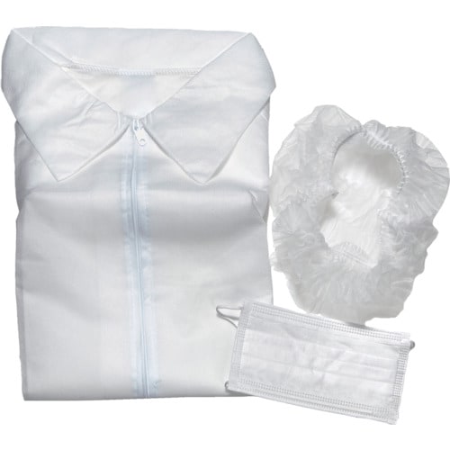 TRUSCO 不織布白衣他3点セット(白衣・マスク