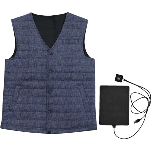 室谷 MX1642 中綿ヒーターベスト デニムブル