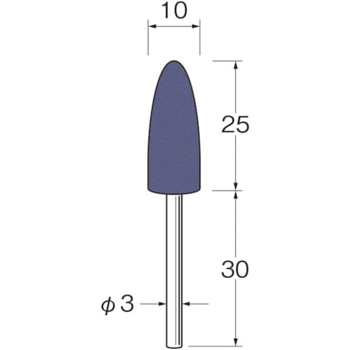 リューター 軸付グリーンカーボランダムゴム砥石外径