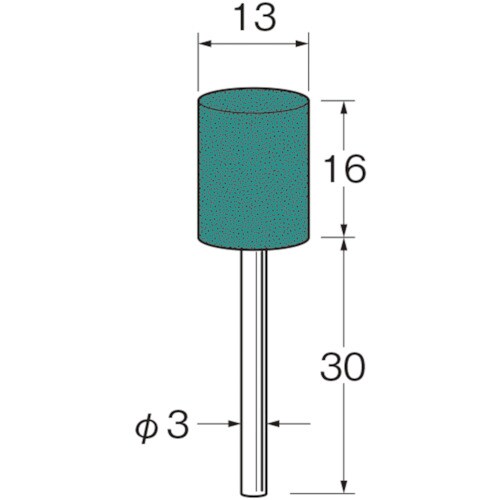 リューター 軸付グリーンカーボランダムゴム砥石外径