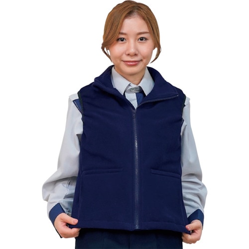 岡潮 紺色フリース発熱ベスト+モバイルバッテリー1
