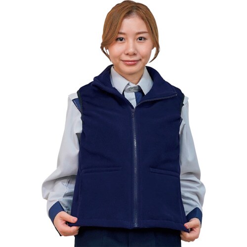 岡潮 紺色フリース発熱ベスト+モバイルバッテリー1