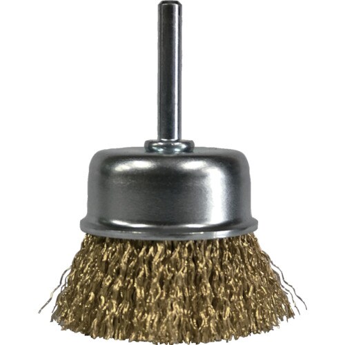 SUNPOWER 鋼線メッキ線軸付カップブラシ(黄