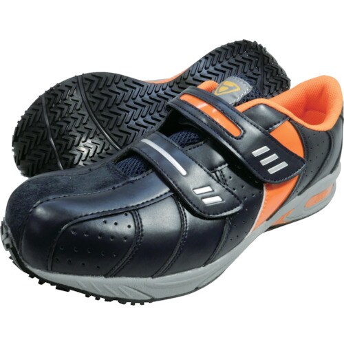 日進 マジックタイプ樹脂先芯入りスニーカー ネイビ