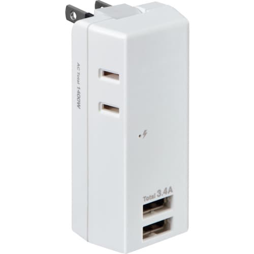 ELPA 耐雷USBタップ2個口2ポート3.4A
