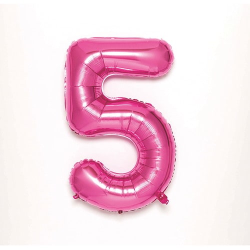 ナンバーバルーン【5】 ピンク 3個入
