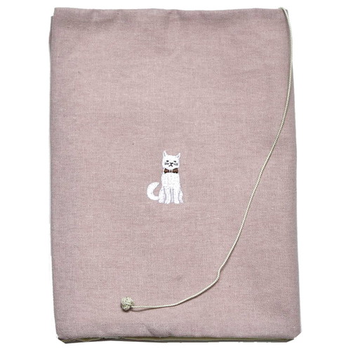 布のブックカバ−新書サイズ 白ネコ柄 2個入