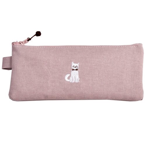布のペンケ−ス 白ネコ柄 2個入