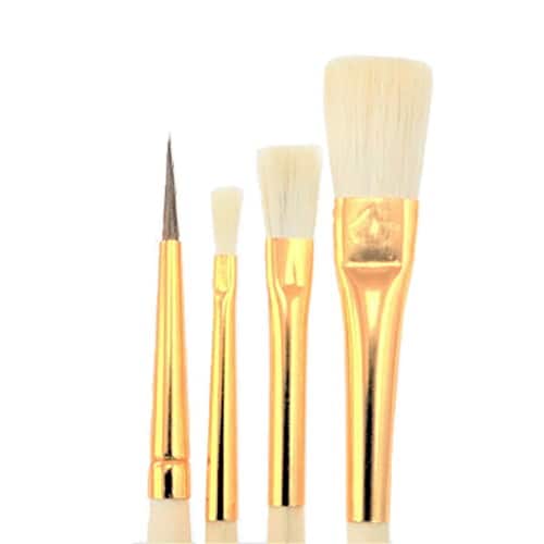 ホビー用 馬毛 丸平筆 4本組 3本入