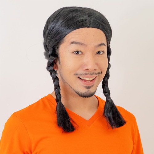 お笑いかつら みつあみかつら ブラック