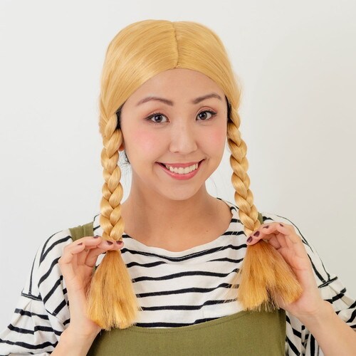 お笑いかつら みつあみかつら ゴールド