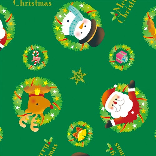 ロール包装紙 リースサンタ緑 半才2P 5本入