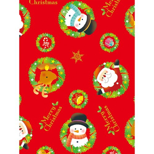 ロール包装紙 リースサンタ赤 全判2P 5本入