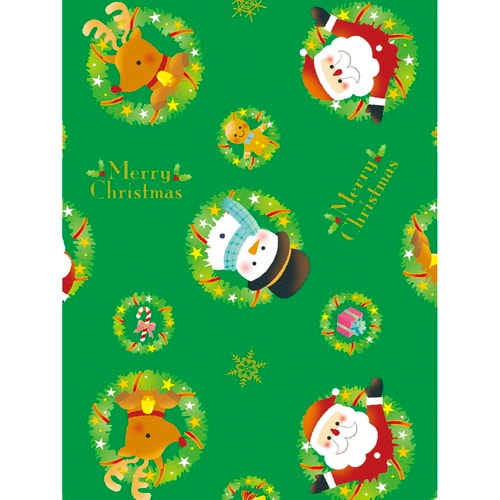 ロール包装紙 リースサンタ緑 全判2P 5本入