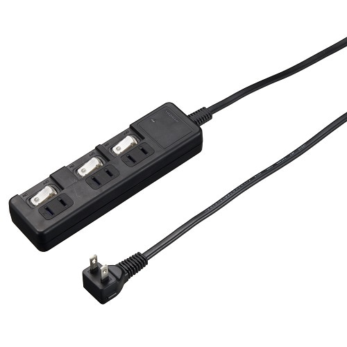 雷ガード付3個口節電タップ1mブラック