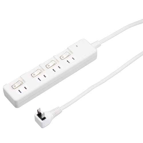 雷ガード付4個口節電タップ2mホワイト