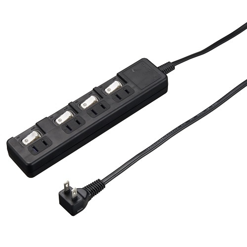 雷ガード付4個口節電タップ3mブラック