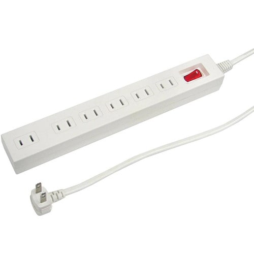 集中スイッチ付節電タップ6個口2m白
