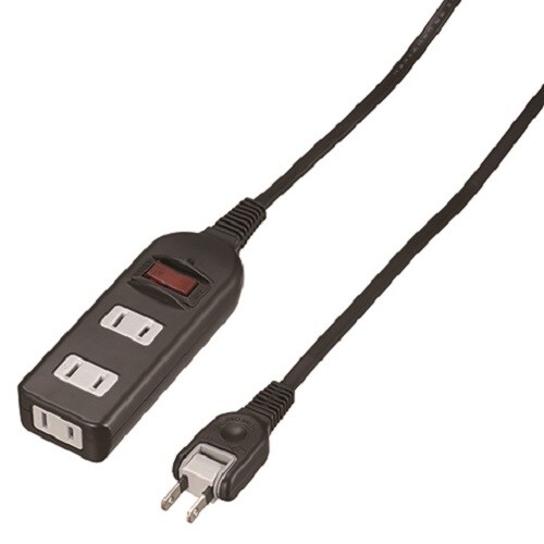 ノイズフィルター集中SW付3個口3m黒