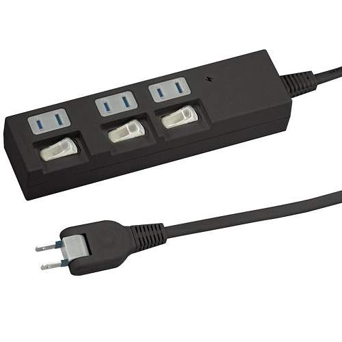個別スイッチ付節電タップ3個口3m黒