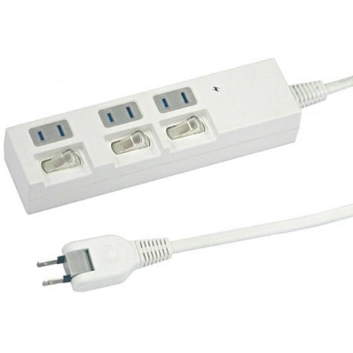 個別スイッチ付節電タップ3個口3m白