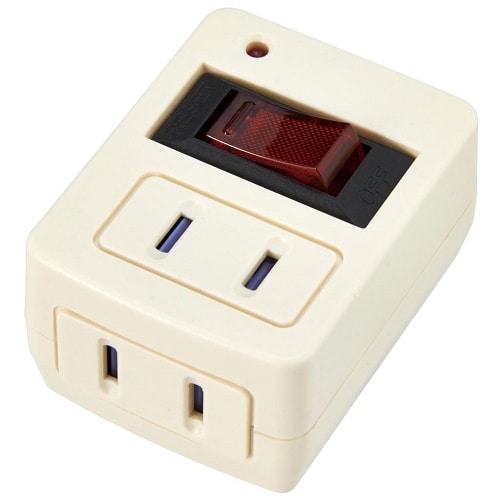 雷ガード・ブレーカー付き省エネタップ2個口ホワイト