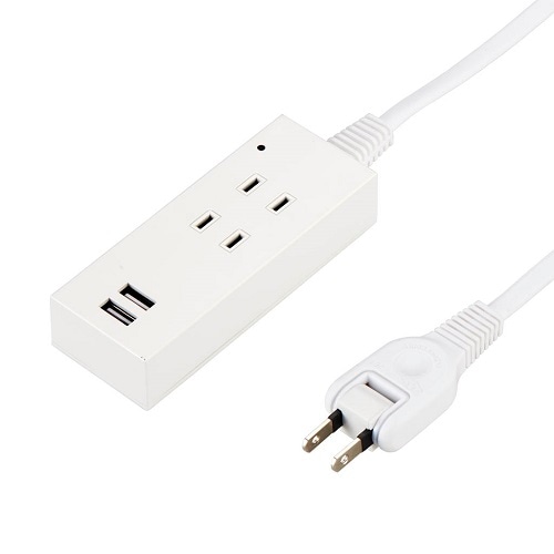 雷ガード付2AC2USB2.1A2.5mホワイト