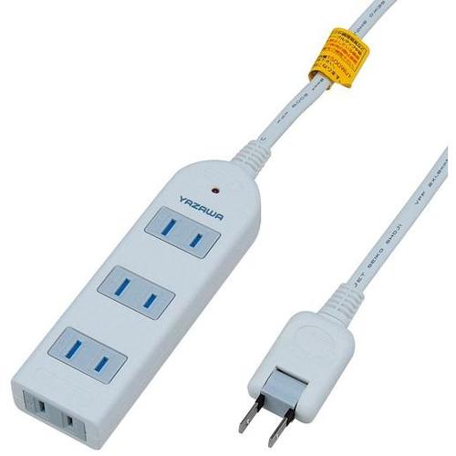 雷サージ付延長コード・タップ4個口2m白