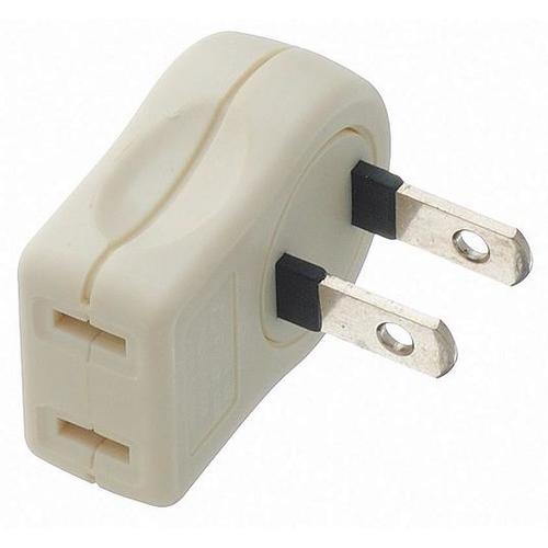 L型プラグアダプター縦白1個口