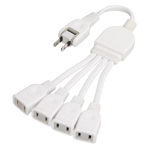 ACアダプター用4分配延長コードホワイト