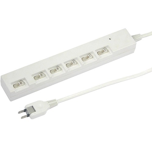 横差し個別スイッチ付節電タップ6個口2m