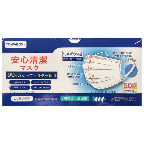 安心清潔マスク ふつうサイズ 50枚入り×40個