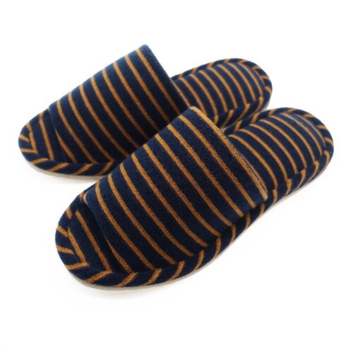 パイルボーダー外縫い Lサイズ ネイビー 10足