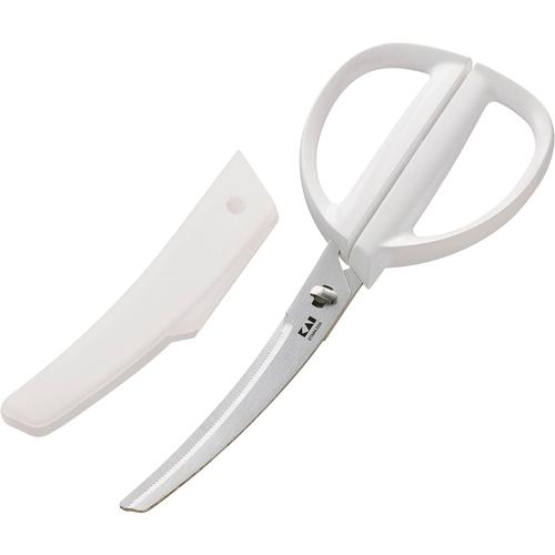 カーブ キッチンバサミ キャップ付 ホワイト