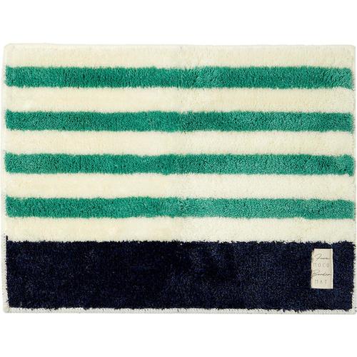 ふわもこボーダーバスマット グリーン