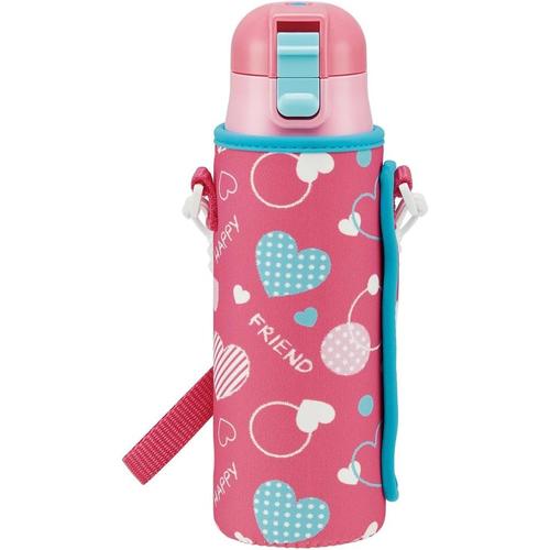 子供用 水筒 ハート水玉 専用カバー付き