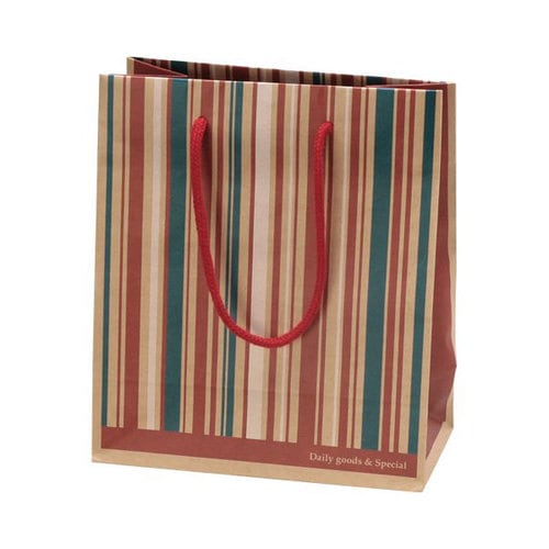 手提マルチストライプBAG ミニ レッド 5セット