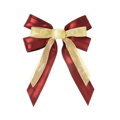 ダブルリボンオーナメント ワインレッド 5セット